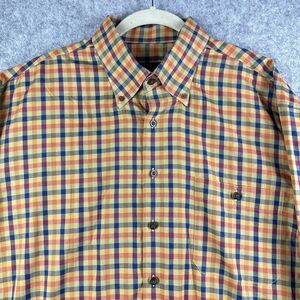 Scott Barber Shirt Mens XL Gingham Plaid Preppy Cotton Button Down Pocket LS